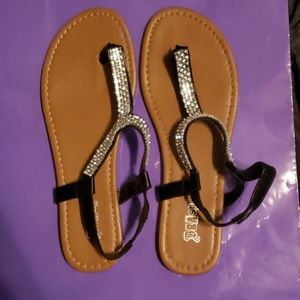 Black and sparkly sandals